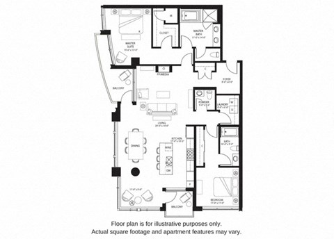 Floor plan for 2 beds, 2.5 baths, 1756 sqft